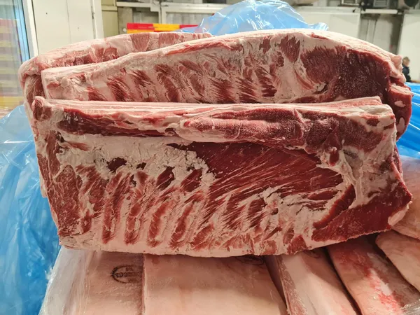 Pork belly boneless, skin on, sheet ribbed -B grade  6